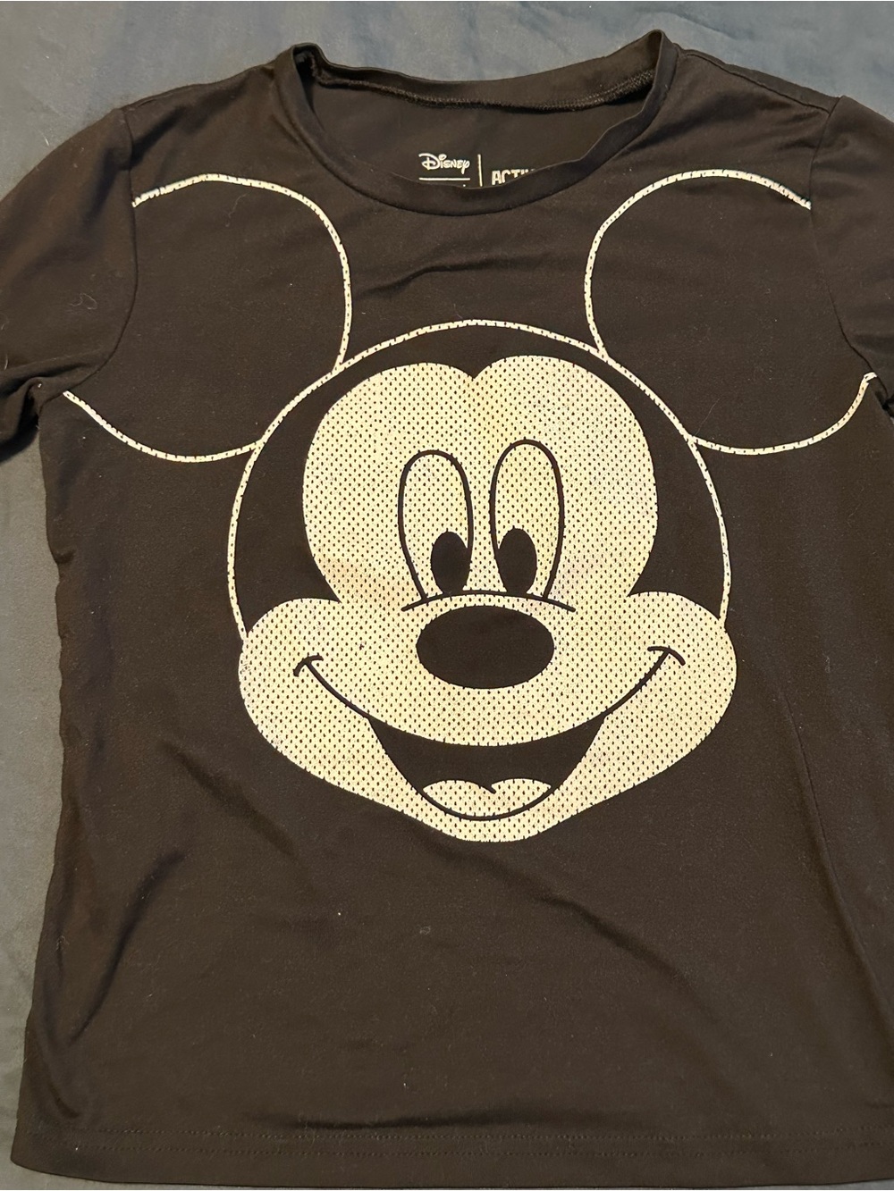 Disney Black Tee with White Mickey Face Graphic
